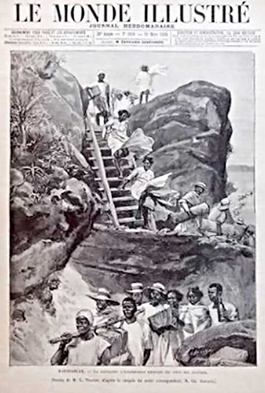 Gravure montrant les «échelles» à Ambohimarina en 1886
