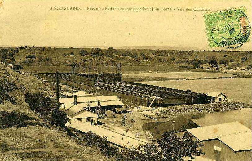 Vue du chantier du bassin de radoub en 1907